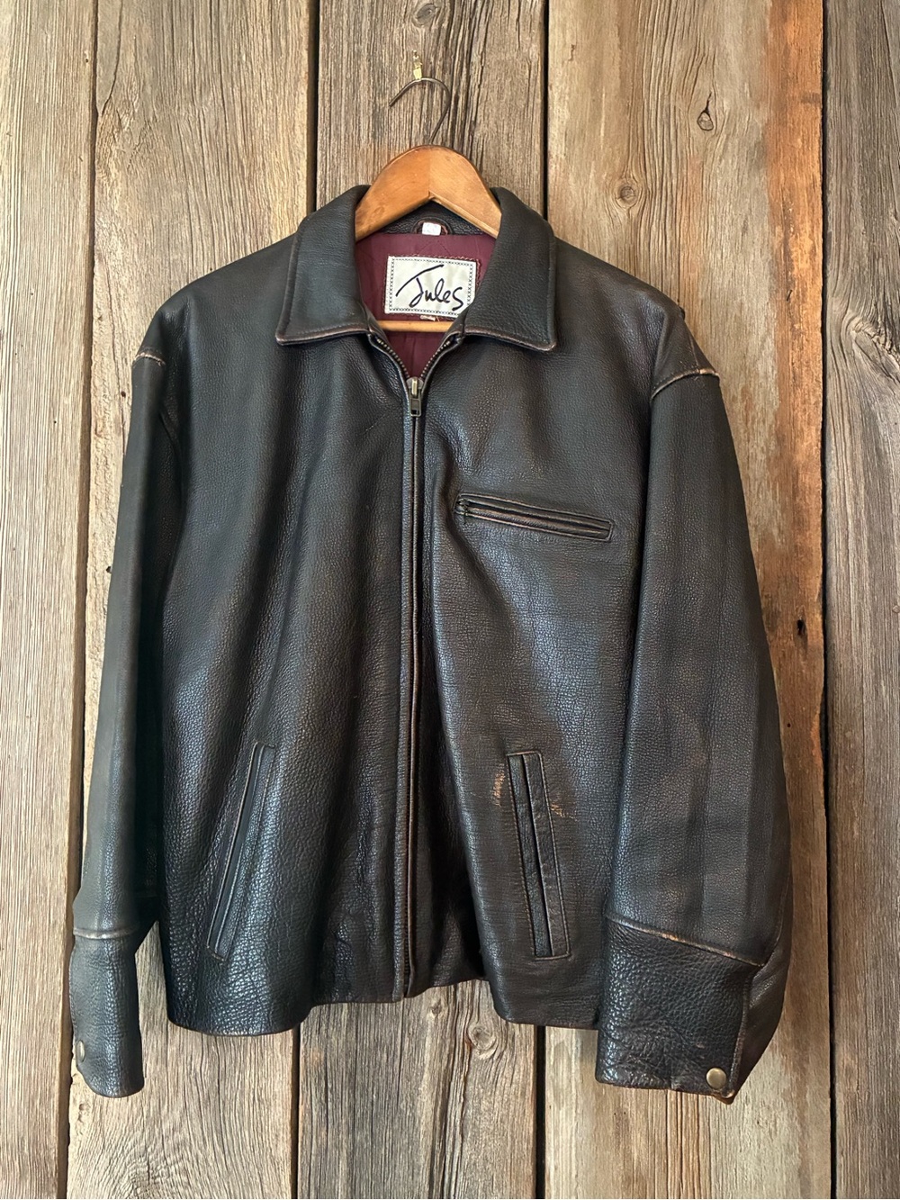Vintage Deep Brown Leather Jacket Womenβs Large